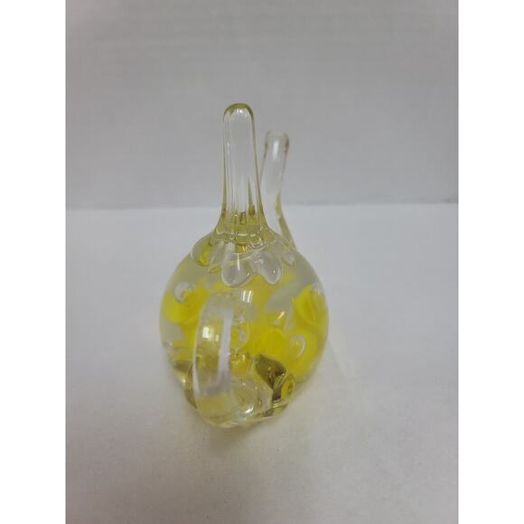 JOE ST CLAIR GLASS TEA POT RING HOLDER PAPERWEIGHT vanity jewelry gift yellow - Picture 2 of 4